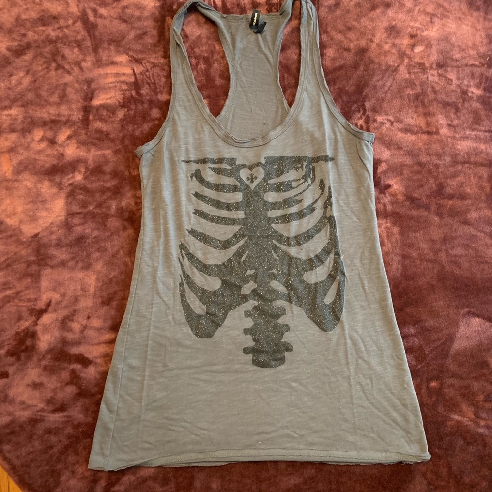 Black glitter rib cage tunic tank